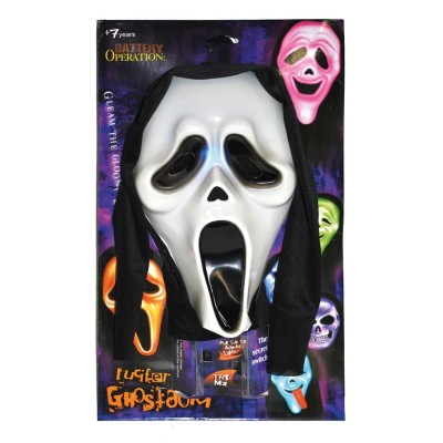 MÁSCARA SCREAM CON CAPUCHA Y LUZ.