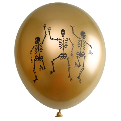GLOBOS LATEX ESQUELETO ORO 30CM 6 UND