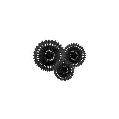 ROSETAS DECORATIVAS, NEGRAS, 20-30 CM 3 UND