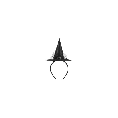 DIADEMA SOMBRERO BRUJA NEGRO 28 CM