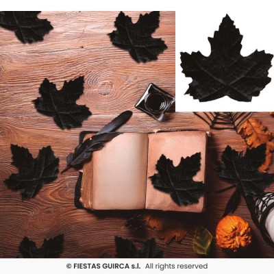 24 HOJAS CALABAZAS, 9-10 CM- NEGRAS