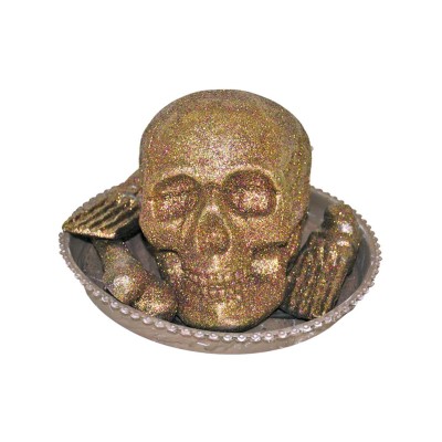 PLATO CALAVERA Y HUESOS BRILLAN CON LUZ