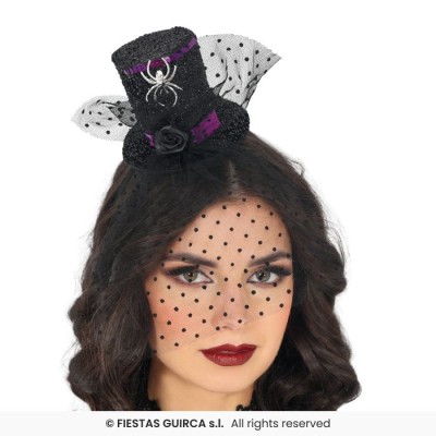 MINIHAT CHISTERA CON VELO NEGRA