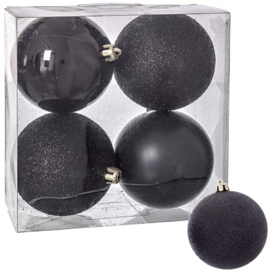 4 BOLAS NEGRAS BRILLO-MATE 8 X 8 CM