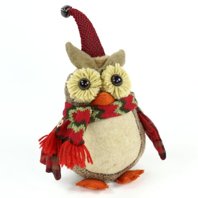 BUHO SENTADO DECO. NAVIDAD 28 CM