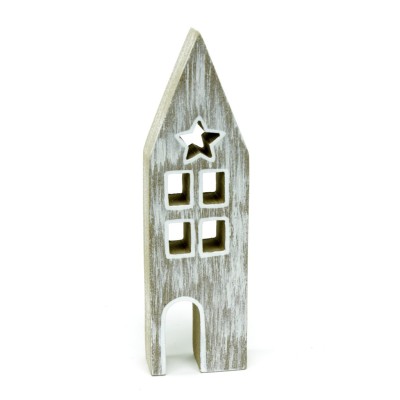 CASA MADERA DECO. NAVIDAD 15 CM