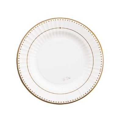 PLATO CARTON FILO ORO 21 CM 8 UND