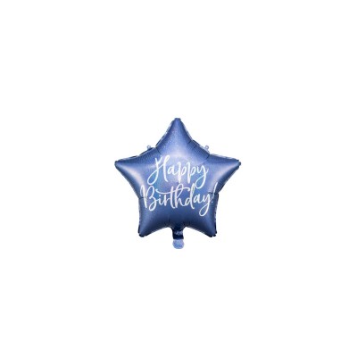 GLOBO FOIL ESTRELLA 'HAPPY BIRTHDAY', 40CM, AZUL
