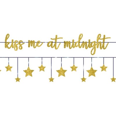 BANDERIN ¨KISS ME¨ CON ESTRELLAS ORO