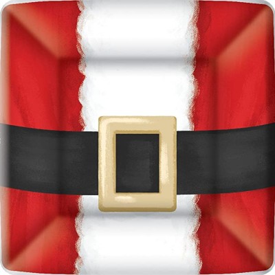 PLATO CUADRADO 18 CM CINTURON PAPA NOEL