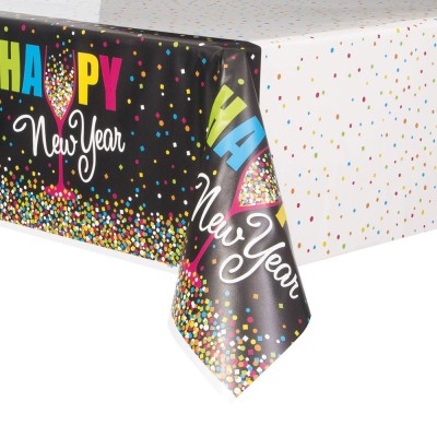 MANTEL PLASTICO HN YEAR CONFETTI 1.37 X 2.13