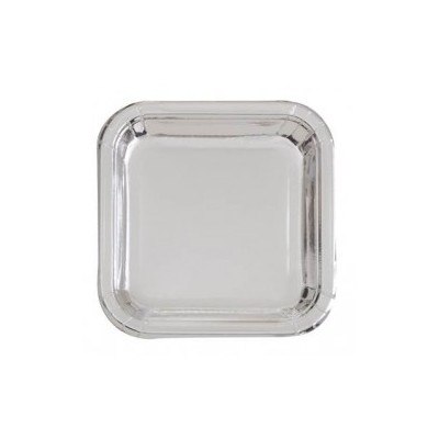PLATOS CUADRADO PLATA 17 CM 8 UND