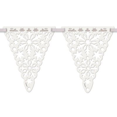 BANDERIN BLANCO DECORADO NAVIDAD 3.65 MT