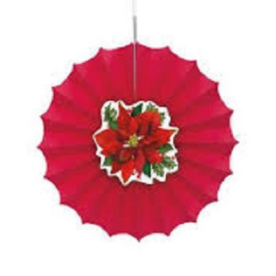 ABANICO ROJO DECO FLOR NAVIDAD