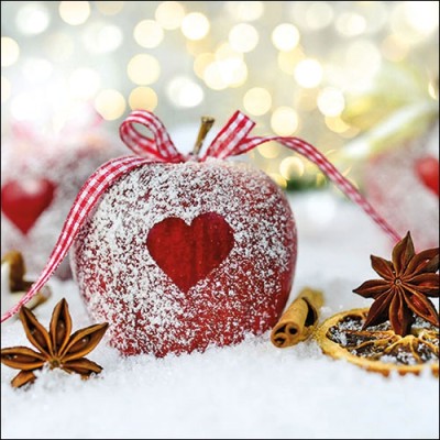 SERVILLETAS NAVIDAD MANZANA CORAZON
