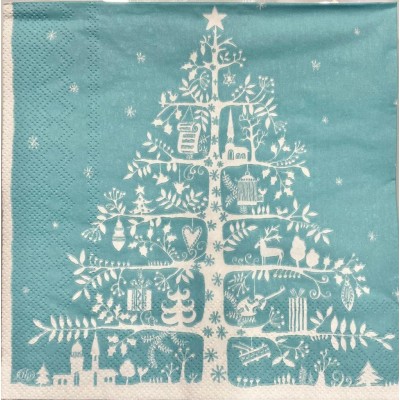 SERVILLETAS NAVIDAD MINT ARBOL