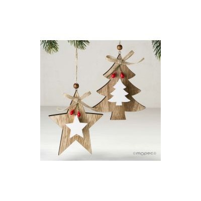 COLGANTE MADERA CON PINZA ESTRELLA/ ARBOL