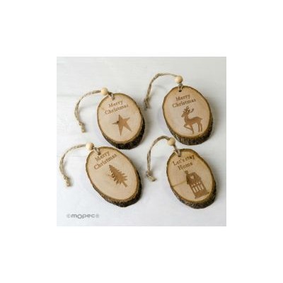 DISCOS MADERA COLGANTES NAVIDEÑOS
