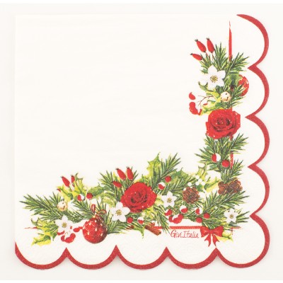 SERVILLETA  NAVIDAD CON ROSAS