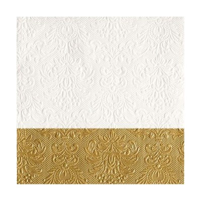SERVILLETA BLANCO/ ORO RELIEVE