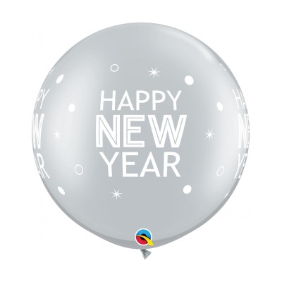 GLOBO HAPPY NEW YEAR PLATA 90 CM