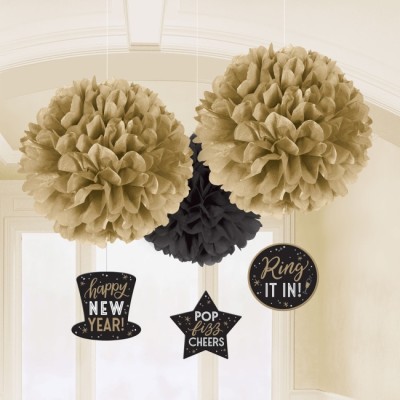 DECO. COLG 3 BORLAS 17CM HAPPY NEW YEAR