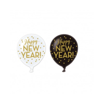 GLOBOS LATEX 27,5CM HAPPY NEW YEAR