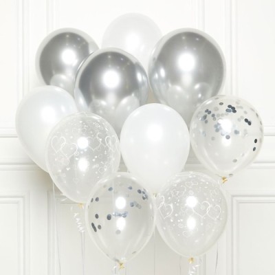 GLOBOS LATEX KIT BOUQUET PLATA 10 UND