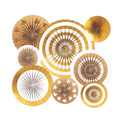 DECOR. COLG. ABANICO ORO Y BLANCO PAPEL 8 UND