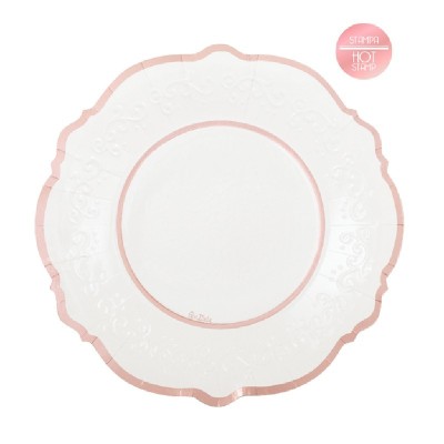 PLATO LIBERTY 27 CM ROSA/ ORO 8 UND