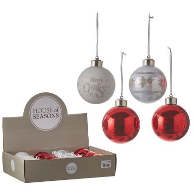 BOLA NAVIDAD ROJA Y BLANCA CON LUZ