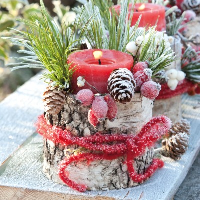SERVILLETA VELA NAVIDAD ROJA  33 CM 20 UND