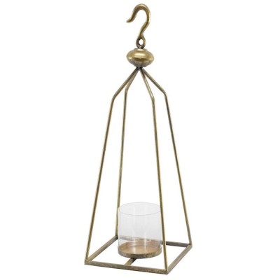 PORTAVELAS METAL CON CRISTAL 24 X 55 CM