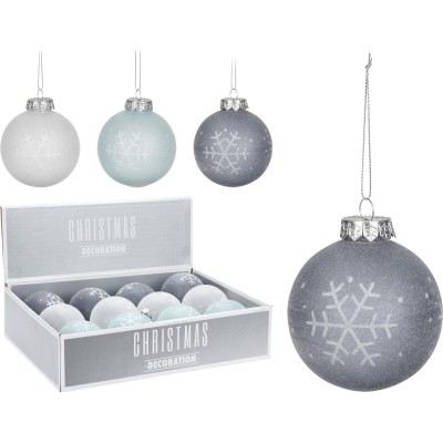 BOLA NAVIDAD GLITTER  3 MODELOS 8 CM