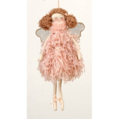 COLGANTE MUÑECA ANGEL ROSA 33 CM