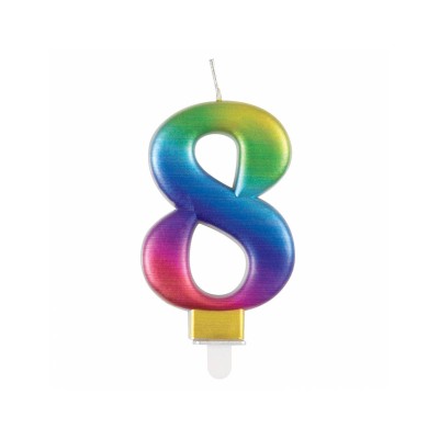 VELA  ARCO IRIS METALIZADO N.8
