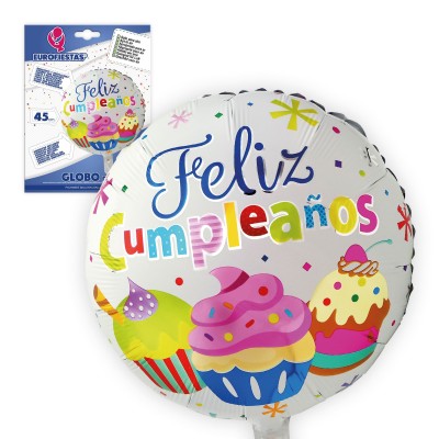 GLOBO FOIL FELIZ CUMPLE CUPCAKES 18'