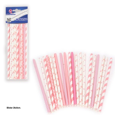 PAJITAS CARTON ROSAS 20 UND
