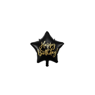 GLOBO ESTRELLA NEGRA ¨HAPPY BDAY¨ 18'