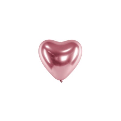 BOLSA GLOBO LATEX CORAZON ROSA ORO 50 UND