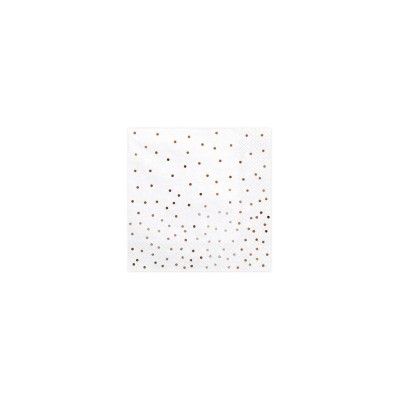 SERVILLETAS BLANCAS TOPOS ROSA ORO 20 UND