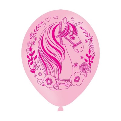 GLOBO LATEX UNICORNIO ROSA 6 UND