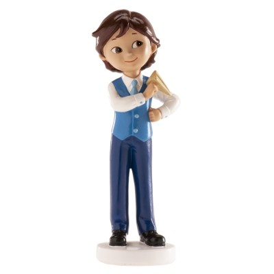 FIGURA NIÑO COMUNION CON AVION 13 CM