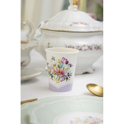 VASOS CARTON FLORES 8 UND