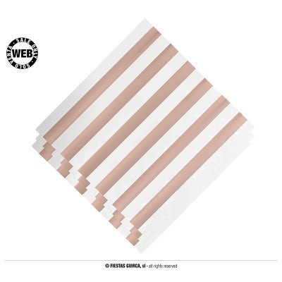 SERVILLETAS LINEAS ORO ROSA 33 CM 12 UND