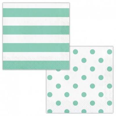 SERVILLETAS LINEAS Y TOPOS 33 CM  16 UND