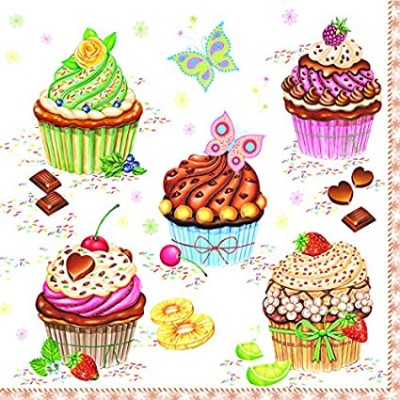 SERVILLETA CUPCAKES 33 CM 20 UND