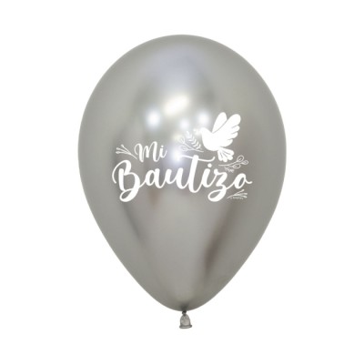 GLOBO LATEX ¨MI BAUTIZO¨ PLATA 12 UND