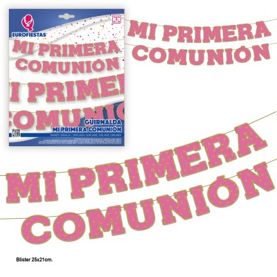 GUIRNALDA MI 1ERA COMUNION ROSA
