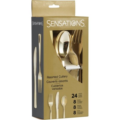 SET CUBIERTOS ORO 24 PIEZAS